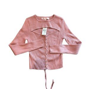 CutOut Rose Colored Long Sleeve Shirt -Size Medium